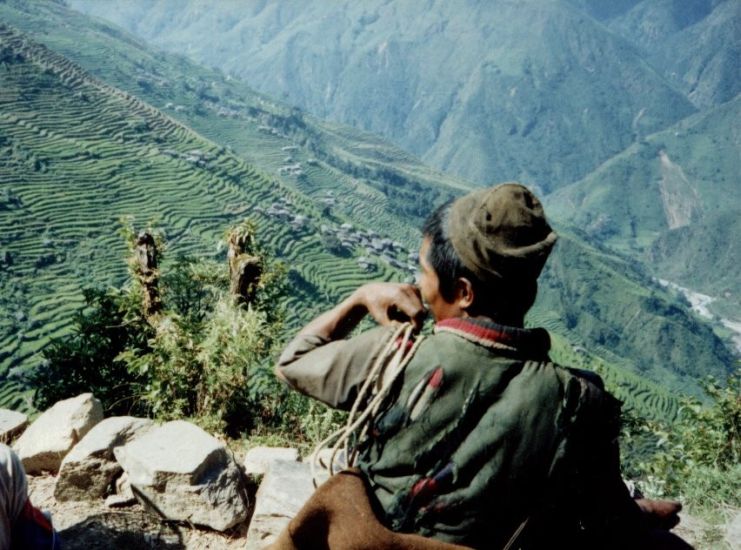 Terraced Hillsides in Indrawati Khola Valley in Helambu Region