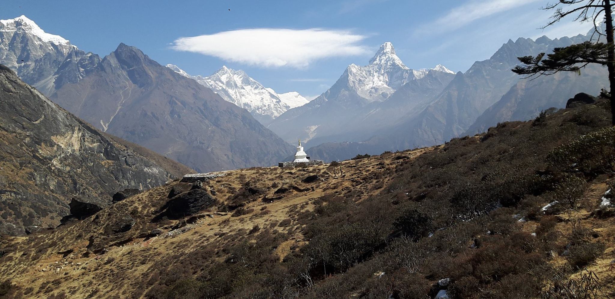 Nuptse, Everest, Lhotse and Ama Dablam from Thyangboche