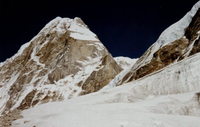 Tengi Kagi Tau from Drolamboa Glacier on route to Trashe Labtse from Rolwaling Valley in the Nepal Himalaya