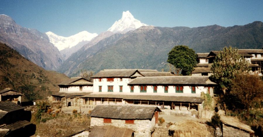 Mount Macchapucchre ( the Fishtail Mountain ) from Gandrung ( Ghandruk ) Village