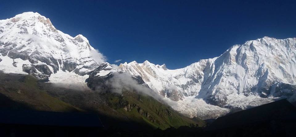 Annapurna South Peak and Mount Annapurna I above Annapurna Sanctuary