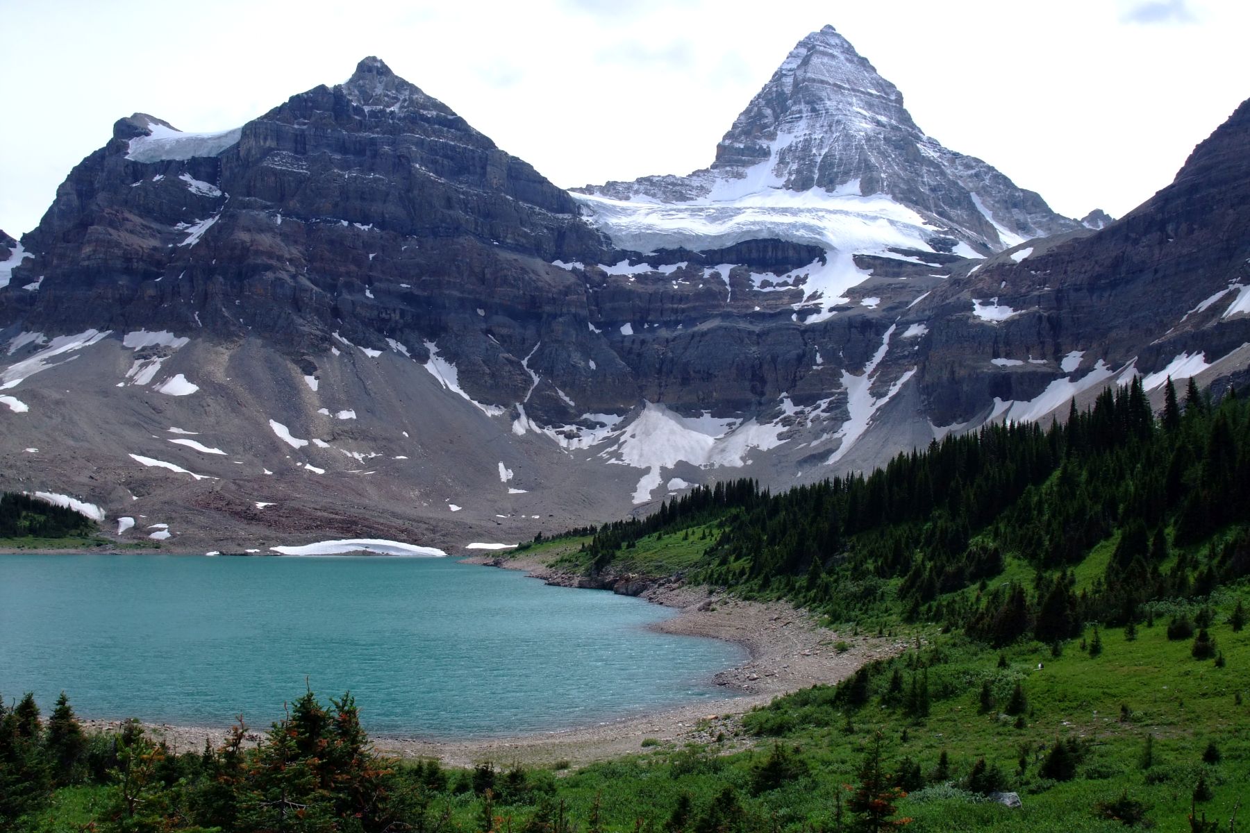 Mount Assiniboine above Lake Magog in British Columbia, Canada