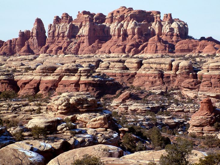 Sandstone Pinnacles in the Needles District of Canyonlands National Parkon the trail from Elephant Hill to Chesler Park