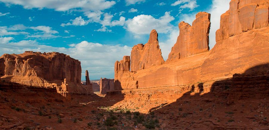 Sandstone Fins in Park Avenue in Courthouse Towers area of Arches National Park