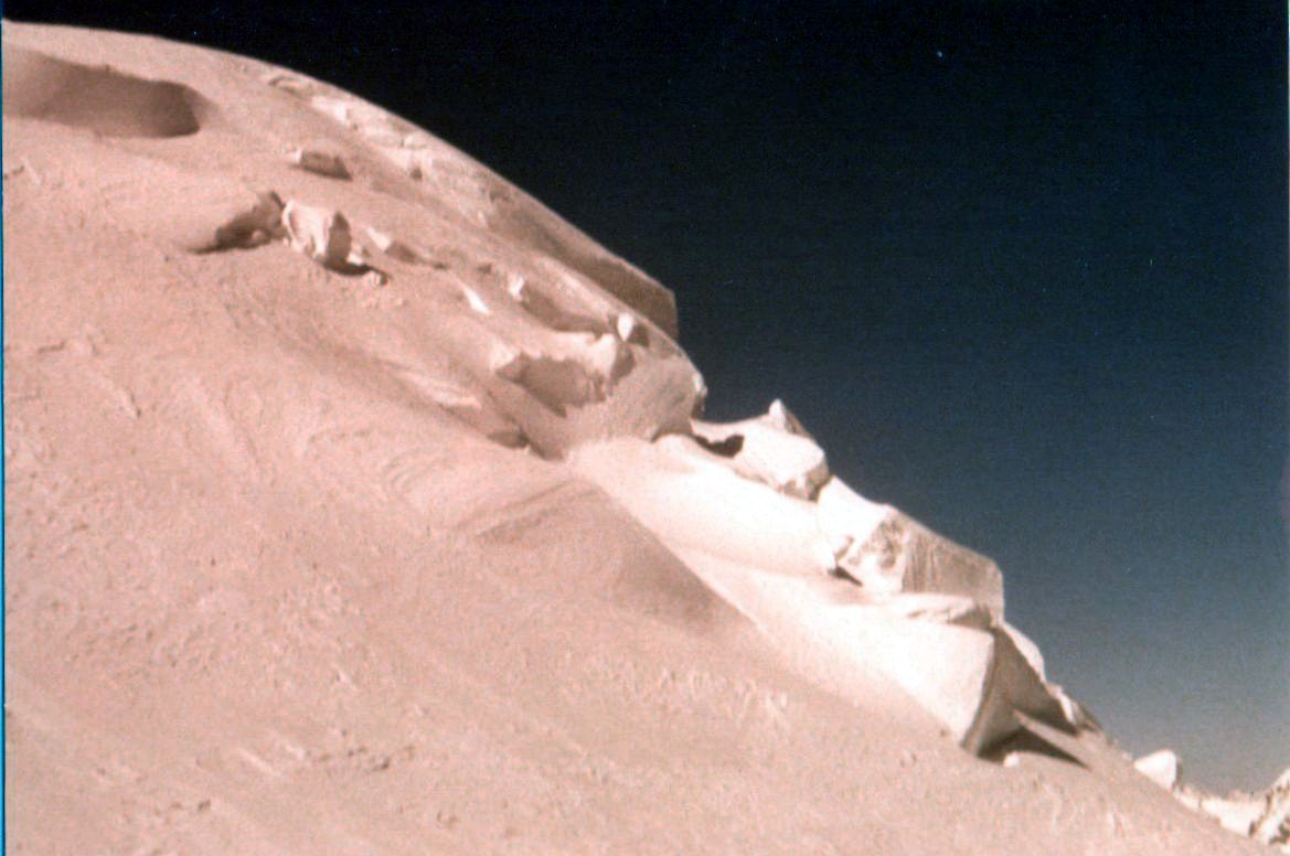 Ice cliffs on Dom de Mischabel ( 4245 metres ) in the Zermatt region of the Swiss Alps - the highest mountain within Switzerland