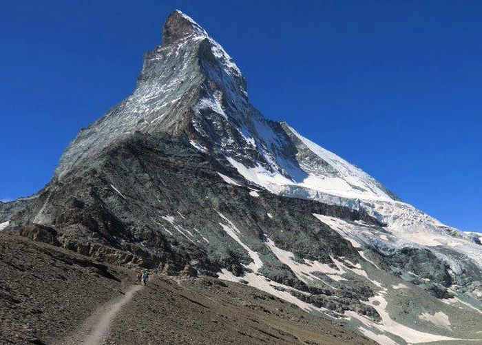 Ascent to the Matterhorn above Zermatt in the Valais Region of the Swiss Alps