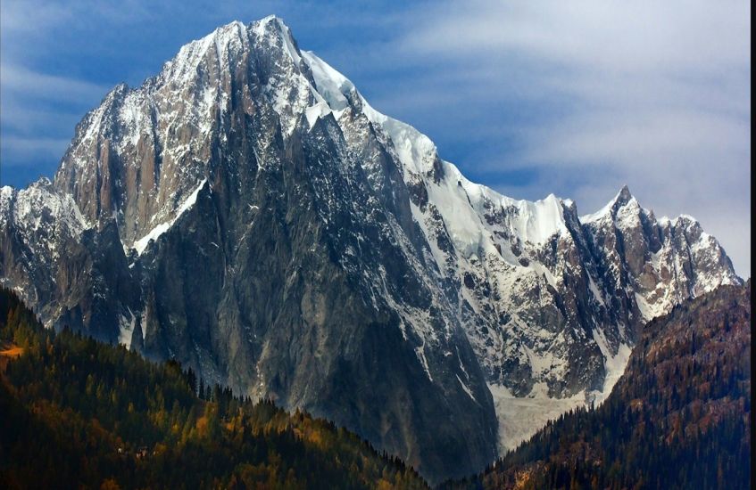 Monte Bianco ( Mont Blanc ) from Courmayeur in Italy