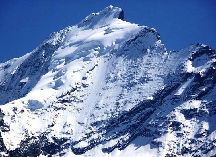 Western Wall of the Taschhorn ( 4490 metres ) in Zermatt Region of the Swiss Alps