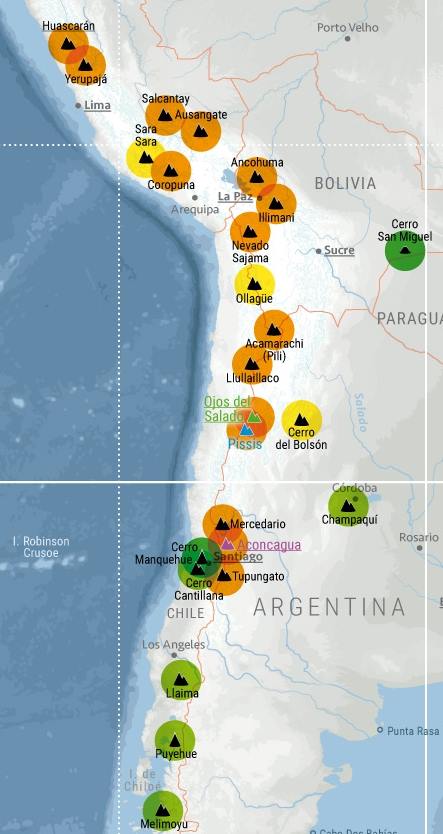 Map of South America and the Andes