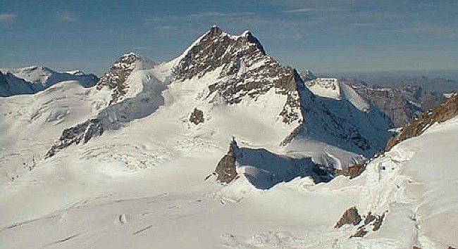 Jungfrau above the Jungfraujoch from Monch