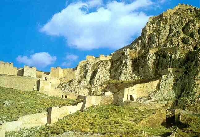 Acrocorinth at Ancient Corinth in the Peloponnese of Greece