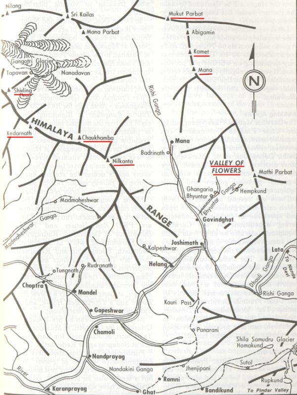 Location Map for Nilkantha in the Garwal Himalaya of India