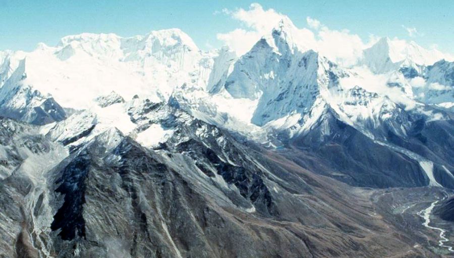 Baruntse and Ama Dablam from Lobuje Peak