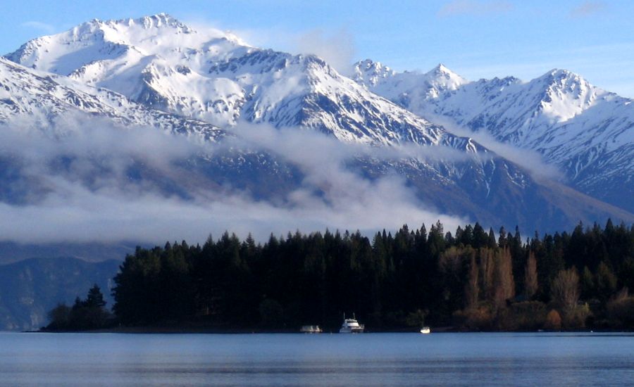 Southern Alps above Lake Wanaka in the South Island of New Zealand