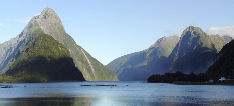 Mitre Peak in Milford Sound in Fjiordland of the South Island of New Zealand