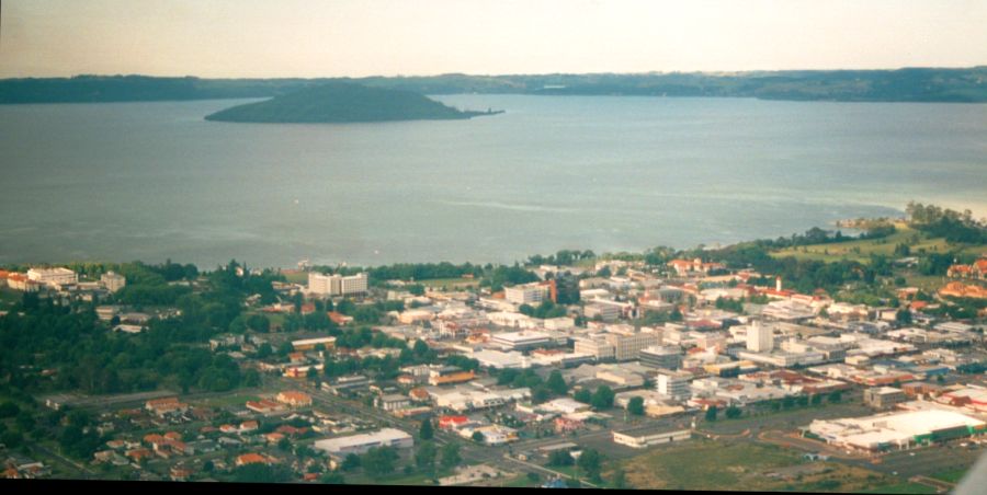 Rotorua City and Rotorua Lake in North Island of New Zealand