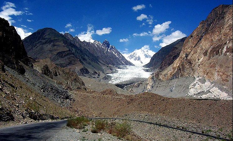 The Seven Thousanders - Passu Glacier and Passu Sar ( 7478m ) in the Karakorum Mountains of Pakistan