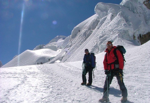 On ascent Pisco, 5752 metres in the Cordillera Blanca of the Peru Andes