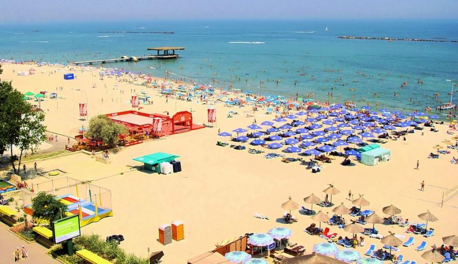 Beach at Mamaia on the Black Sea Coast of Romania