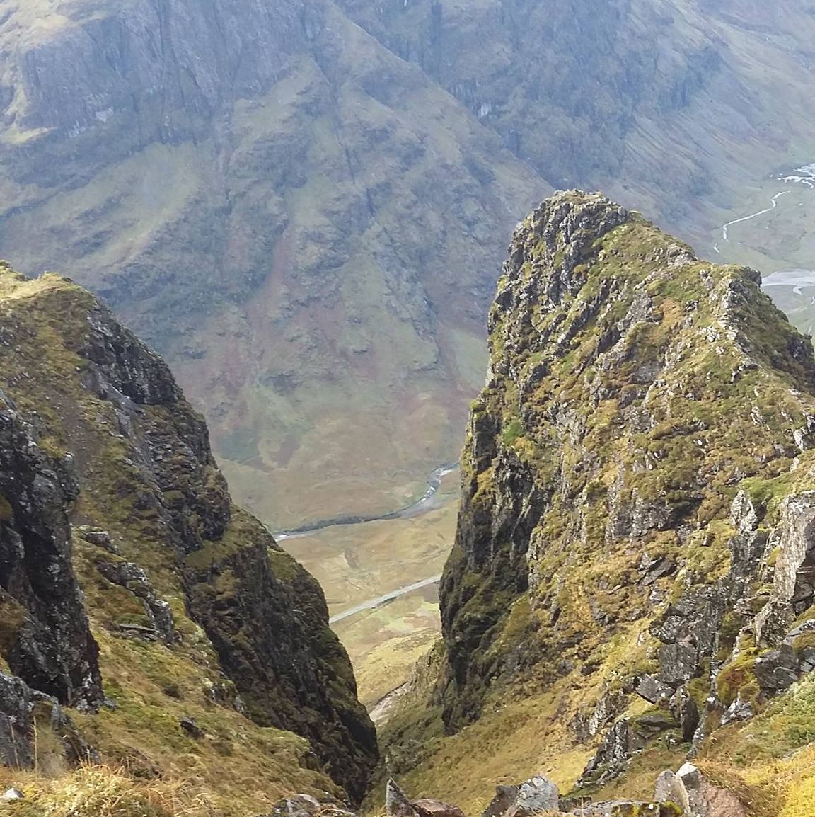 View from Aonach Eagach Ridge in Glencoe in the Highlands of Scotland