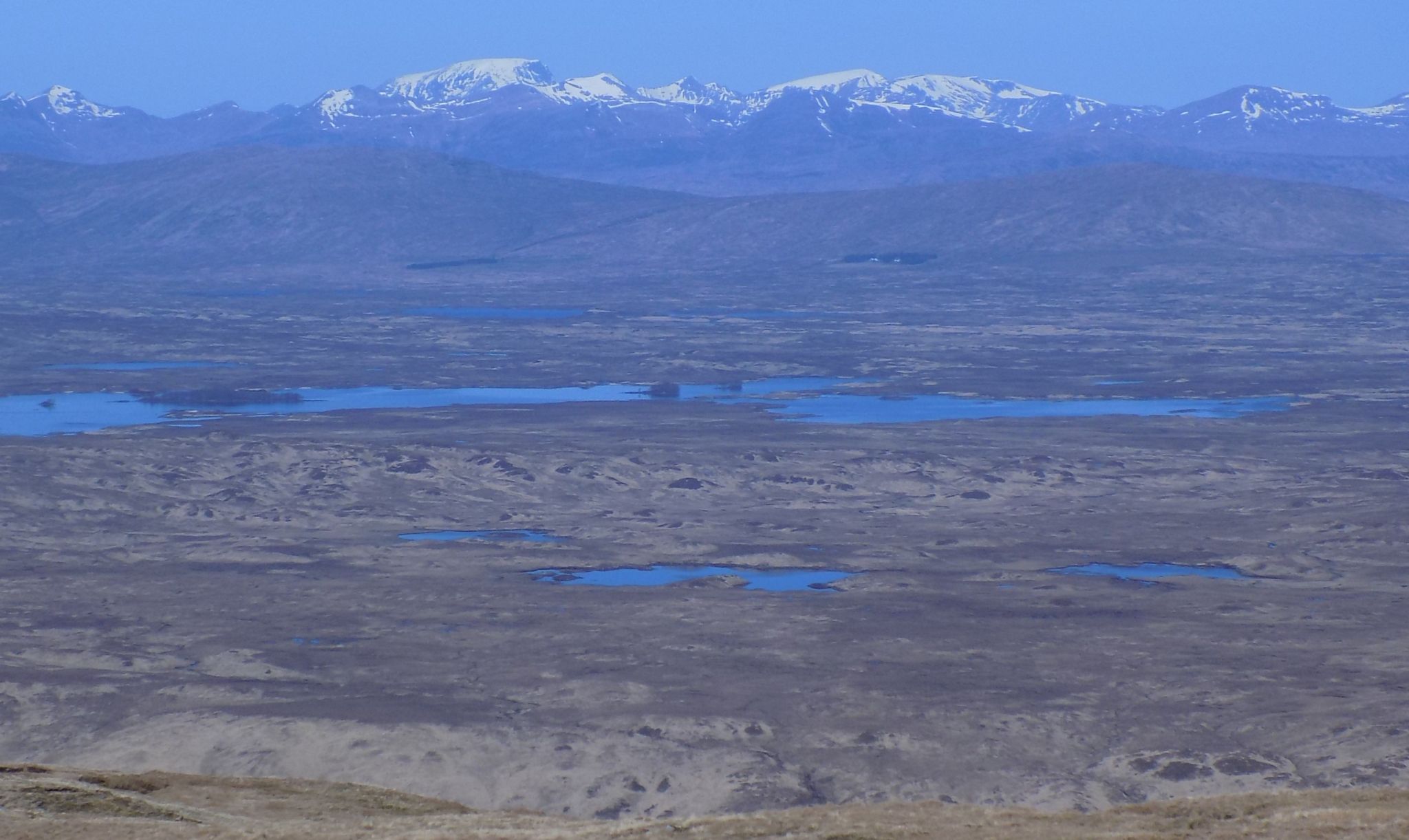 Ben Nevis, Aenochs and the Grey Corries beyond Rannoch Moor from Beinn a'Chreachain