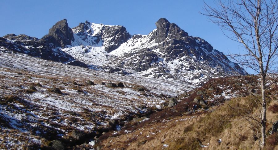 Ben Arthur ( The Cobbler ) on ascent to Beinn Narnain