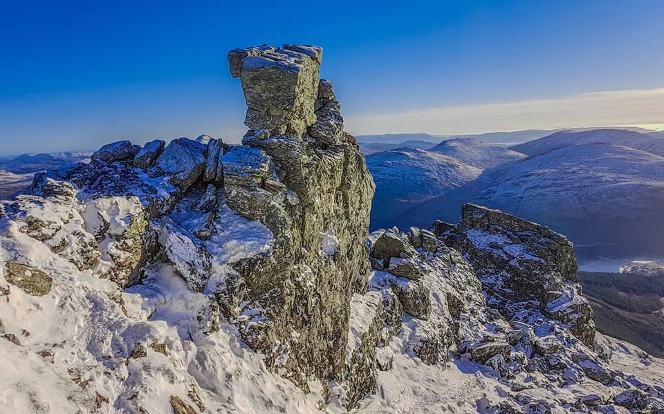 Summit of Ben Arthur - the Cobbler - in the Southern Highlands of Scotland