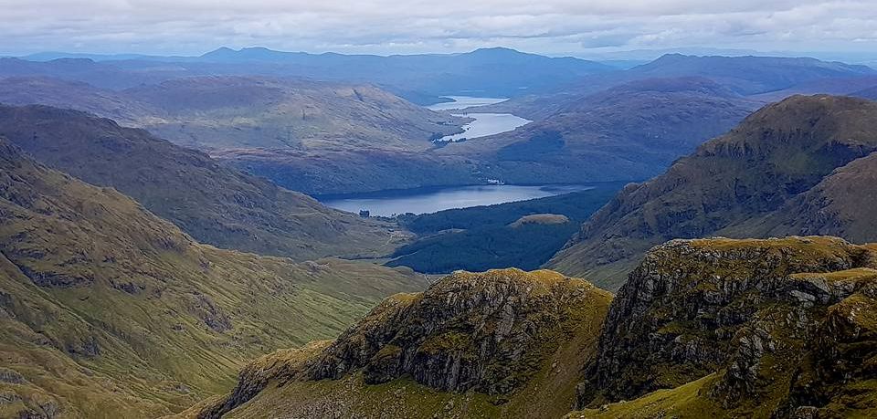 Ben Ledi, Loch Arklet, Loch Katrine and Loch Lomond from Ben Vane