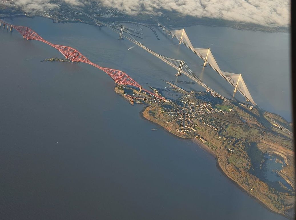 Aerial view of Forth Bridges