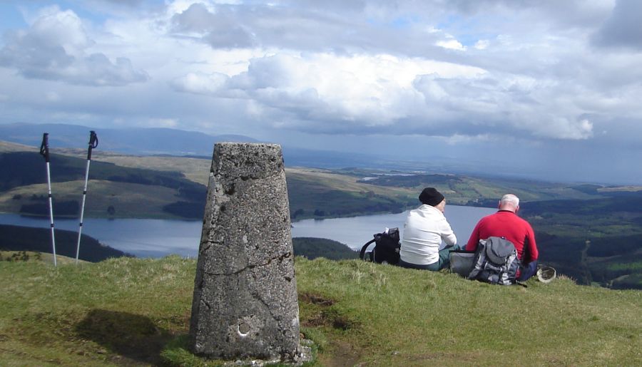 Carron Valley Reservoir from summit of Meikle Bin in the Campsie Fells