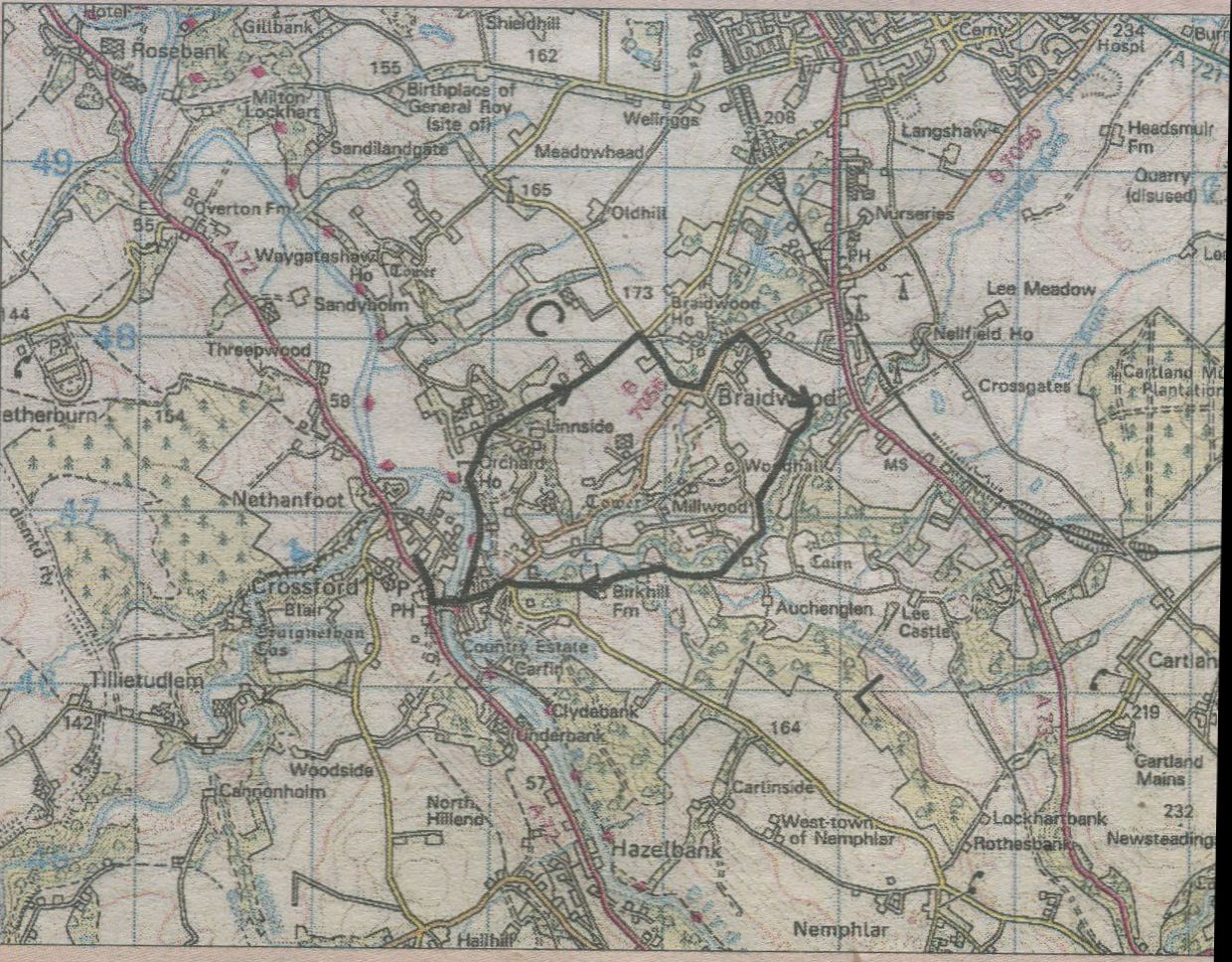 Route Map of Crossford and Braidwood Circuit