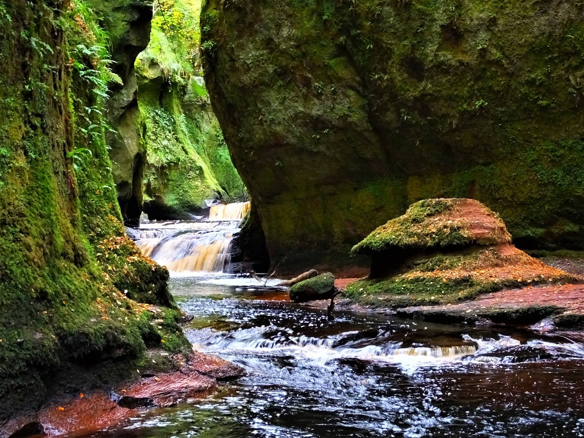 Devil's Pulpit in the gorge of Carnoch Burn in Finnich Glen