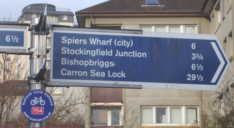 Signpost on The Forth and Clyde Canal at Yoker