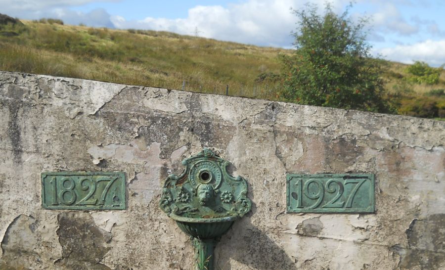 Drinking Well and Plaques on the Greenock Cut Aqueduct at Overton