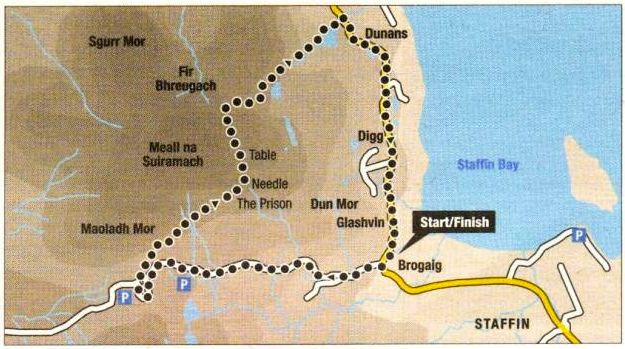 Map for Quiraing cycle on the Isle of Skye