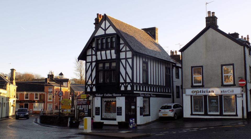 Shops on the Common Green in town centre of Strathaven