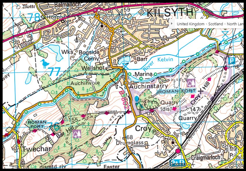 Twechar to Auchinstarry Map