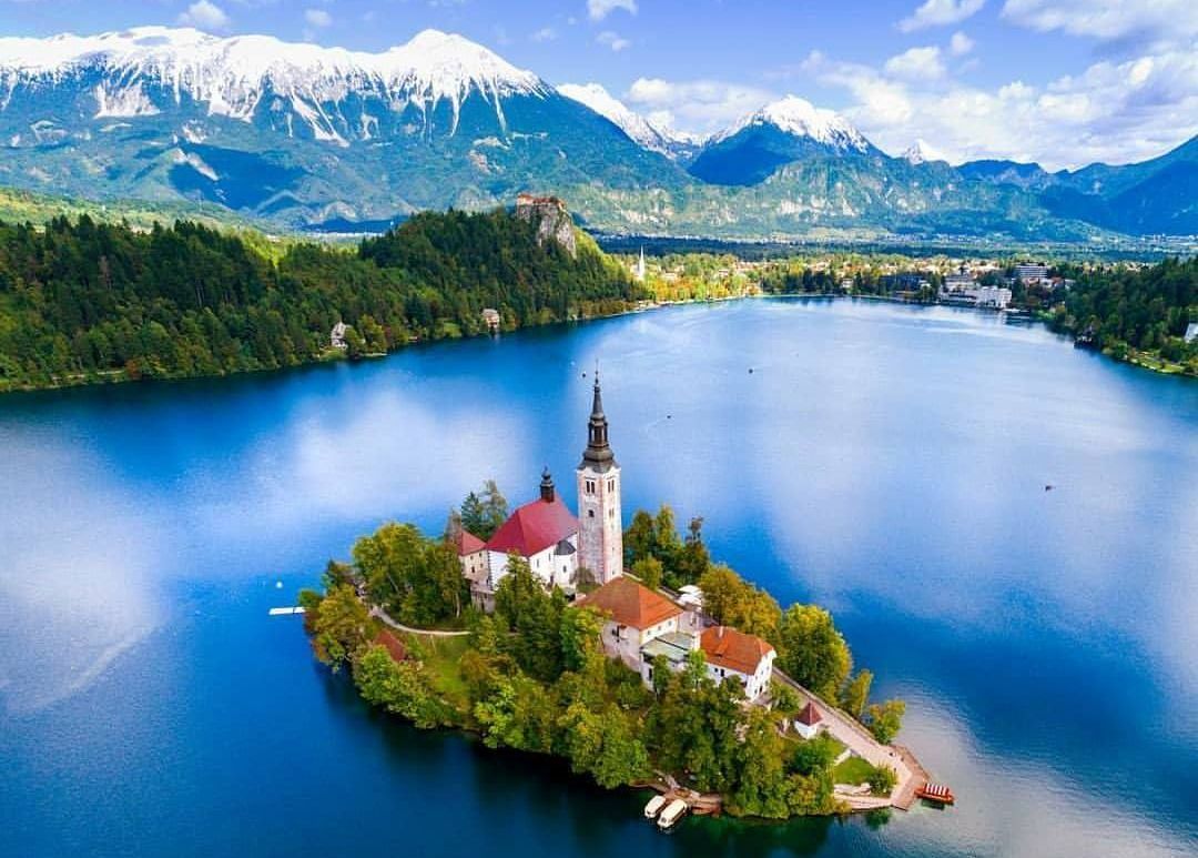 The Church and Castle at Lake Bled in Slovenia