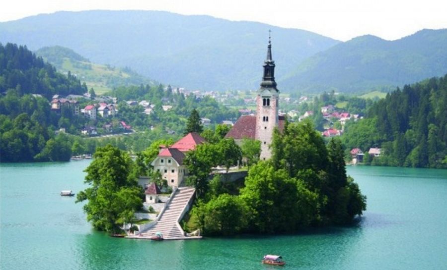 The Church on Island in Lake Bled in Slovenia