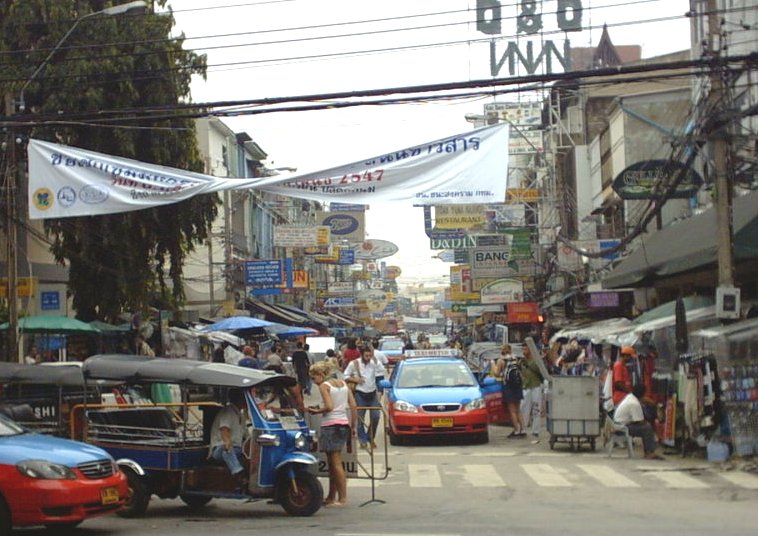 Khao San Road, a Backpacker centre, in Banglamphu in Bangkok