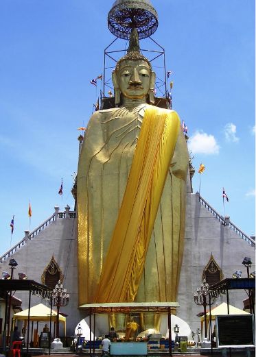 Standing Buddha at Wat Intharawihan in Bangkok