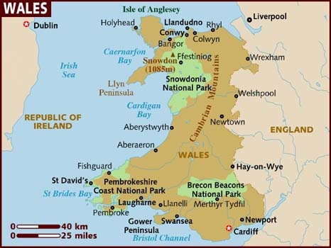 Map of Wales