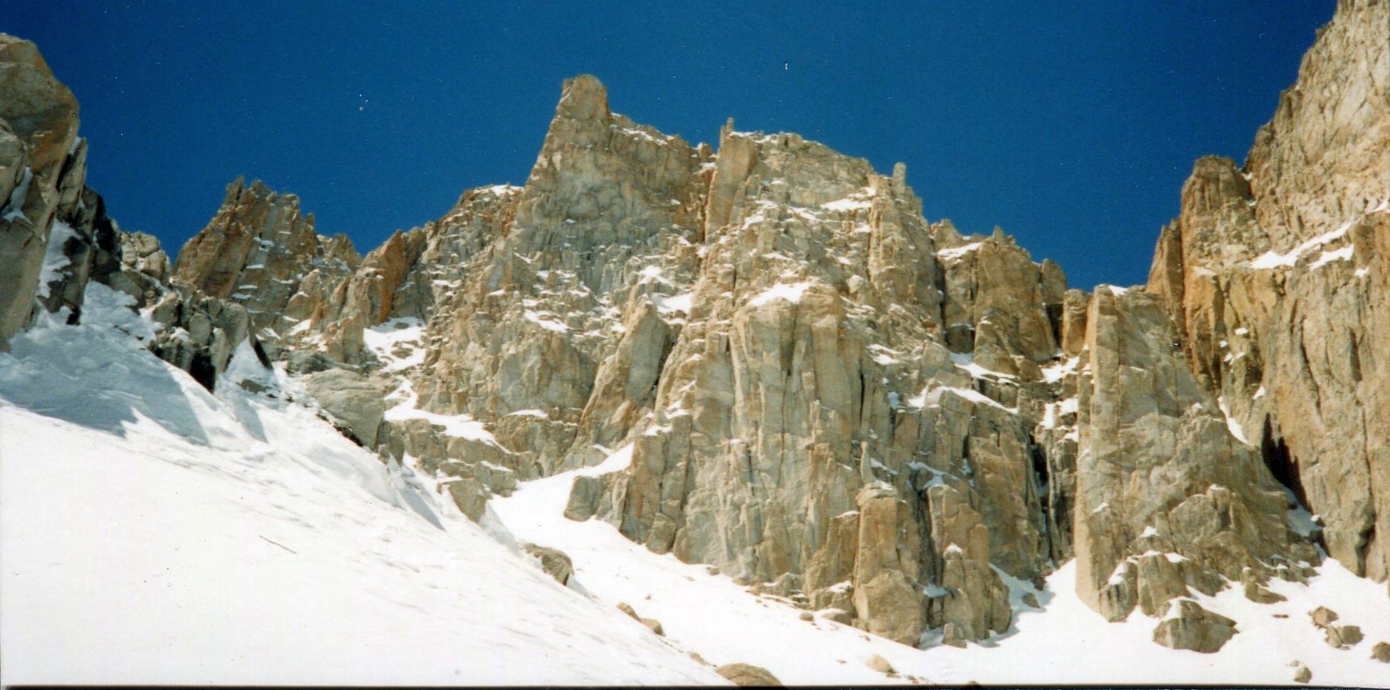 Mt. Whitney on springtime ascent to the Crest of the Sierra Nevada