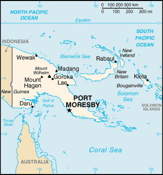 Map of Mount Wilhelm in Papua New Guinea